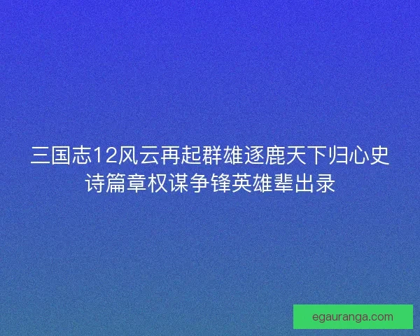 三国志12风云再起群雄逐鹿天下归心史诗篇章权谋争锋英雄辈出录